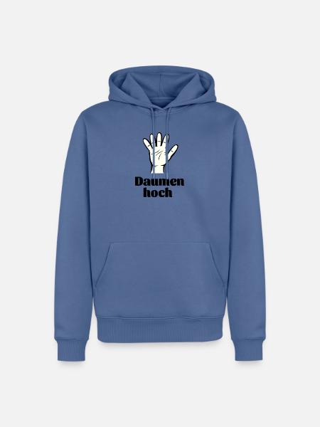 Daumen hoch - Männer Premium Bio Hoodie - Taubenblau