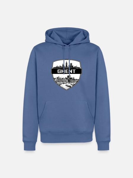 Gent Belgien Schildwappen Schloss Gravensteen - Männer Premium Bio Hoodie - Taubenblau