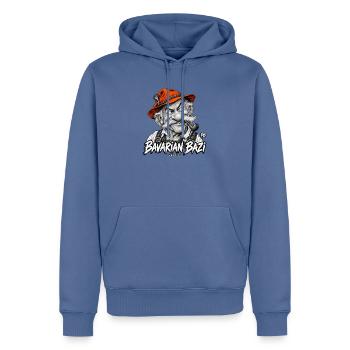 Cooles bayerisches Motiv Bavarian Bazi Portrait - Männer Premium Bio Hoodie - Taubenblau - Vorne - Nico (187cm)