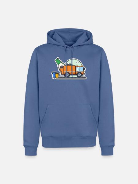 Müllauto leert eine Mülltonne - Männer Premium Bio Hoodie - Taubenblau