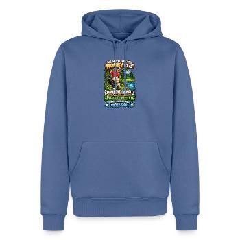 Golf im Wald: Bälle, See, Lachen - Männer Premium Bio Hoodie - Taubenblau - Vorne - Nico (187cm)