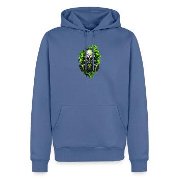 Neon-Totenkopf mit Gasmaske - Männer Premium Bio Hoodie - Taubenblau - Vorne - Nico (187cm)
