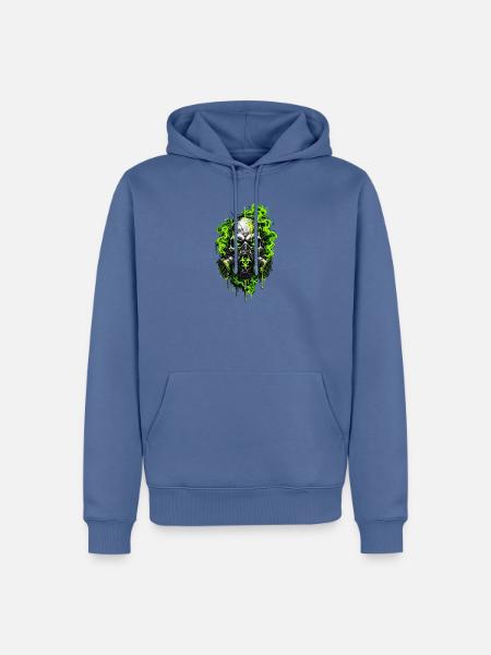 Neon-Totenkopf mit Gasmaske - Männer Premium Bio Hoodie - Taubenblau