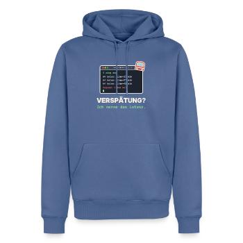 Ping Verzögerung: Latenz Meme - Männer Premium Bio Hoodie - Taubenblau - Vorne - Nico (187cm)