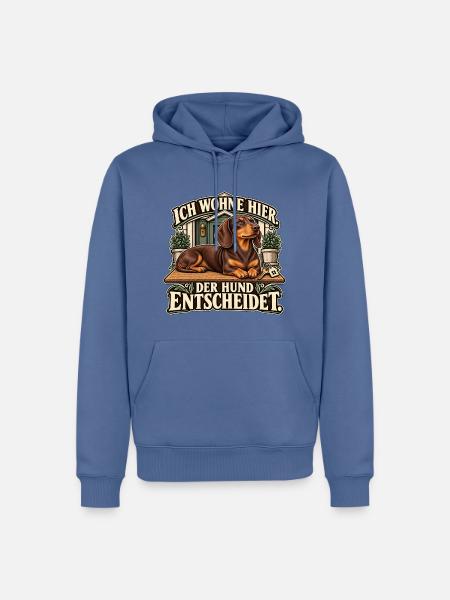 Der Dackel entscheidet - Männer Premium Bio Hoodie - Taubenblau