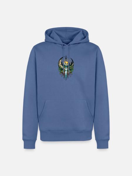 Mystische Mondlandschaft – Natur & Fantasy - Männer Premium Bio Hoodie - Taubenblau
