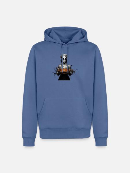 Gruselige Köchin mit Kürbiskuchen - Männer Premium Bio Hoodie - Taubenblau