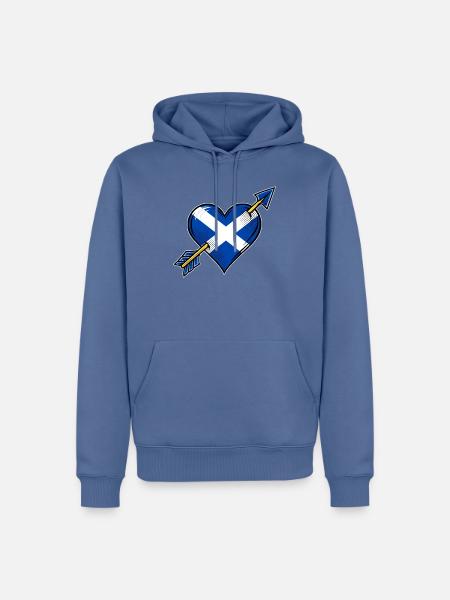 Schottland Flagge Herz mit Pfeil - Männer Premium Bio Hoodie - Taubenblau
