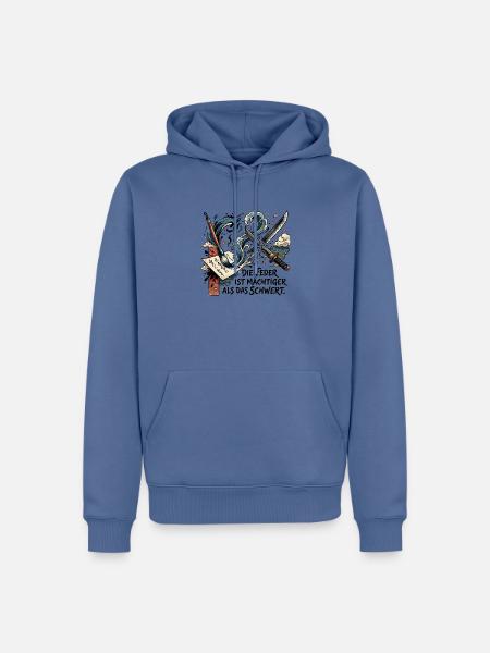 Die_Feder_ist_maechtiger_als_das_Schwert_-_Ukiy - Männer Premium Bio Hoodie - Taubenblau