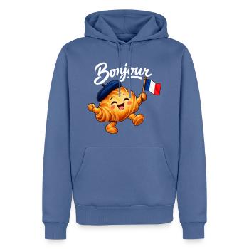 Cute French Croissant Bonjour Paris - Männer Premium Bio Hoodie - Taubenblau - Vorne - Nico (187cm)
