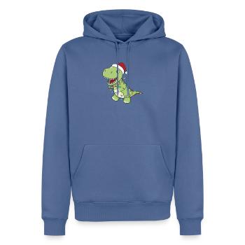Dinosaurier Weihnachten Schnee Winter T-Rex Dino - Männer Premium Bio Hoodie - Taubenblau - Vorne - Nico (187cm)