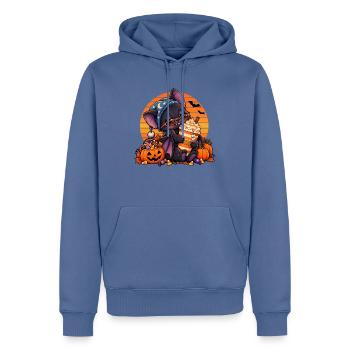 Halloween Fledermaus-Arzt mit Kaffee - Männer Premium Bio Hoodie - Taubenblau - Vorne - Nico (187cm)