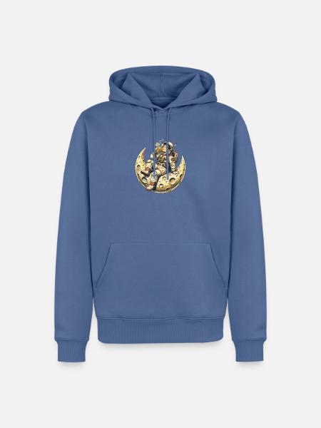 Lunar Astronaut Moon Lounge - Männer Premium Bio Hoodie - Taubenblau