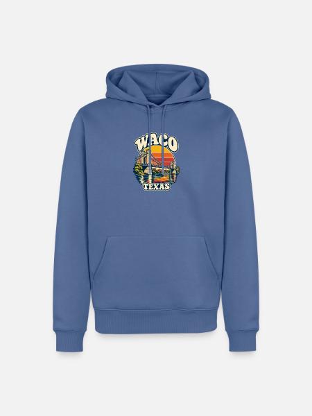 Waco Texas Sunset Bridge Retro - Männer Premium Bio Hoodie - Taubenblau