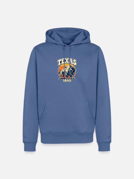 Texas Bison Sunset 1845 - Männer Premium Bio Hoodie - Taubenblau