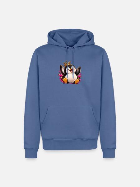 Königspinguin Jubelherz - Männer Premium Bio Hoodie - Taubenblau