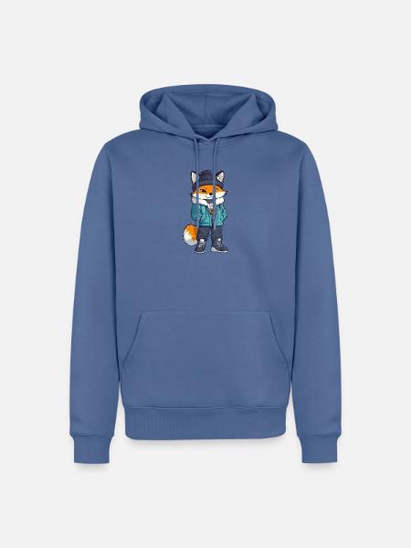 Fuchs mit Winterjacke und Mütze - Männer Premium Bio Hoodie - Taubenblau