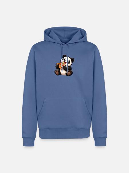Cooler Pinguin mit Pizza Cartoon - Männer Premium Bio Hoodie - Taubenblau