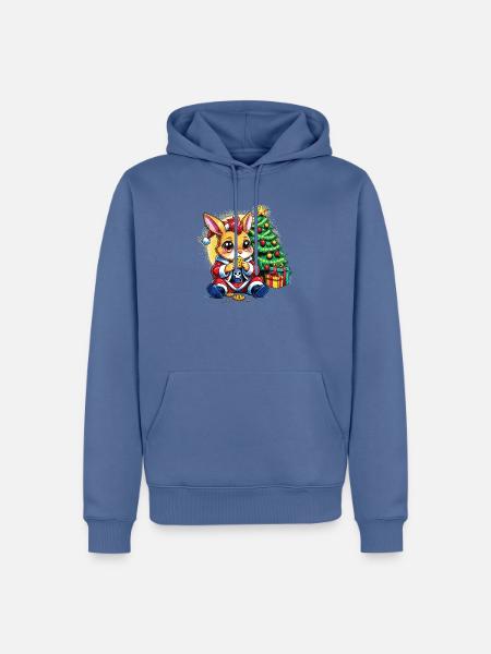 Weihnachtsbunny mit Keksen - Männer Premium Bio Hoodie - Taubenblau