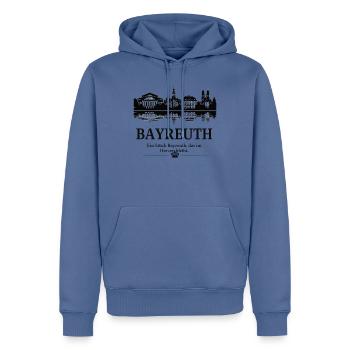 Bayreuth Skyline Silhouette - Männer Premium Bio Hoodie - Taubenblau - Vorne - Nico (187cm)