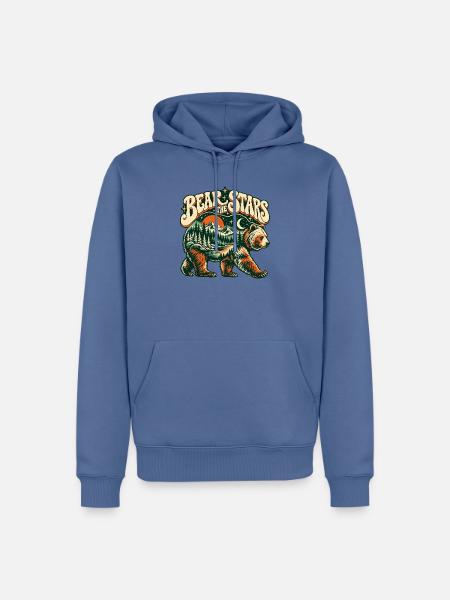 Bär unter Sternen – Berglandschaft Retro - Männer Premium Bio Hoodie - Taubenblau