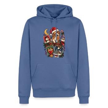 Weihnachts-Beagle-Welpendesign – Festlicher Hund - Männer Premium Bio Hoodie - Taubenblau - Vorne - Nico (187cm)