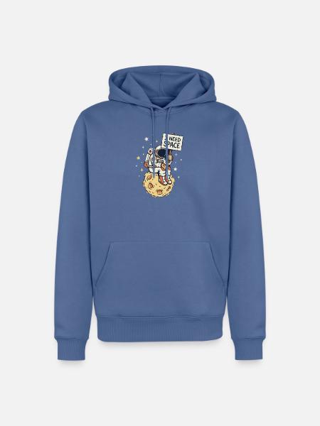 I need Space - Männer Premium Bio Hoodie - Taubenblau