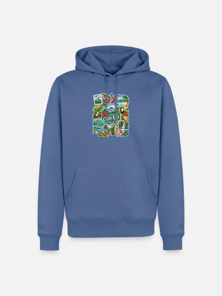 Costa Rica Reisesticker - Männer Premium Bio Hoodie - Taubenblau