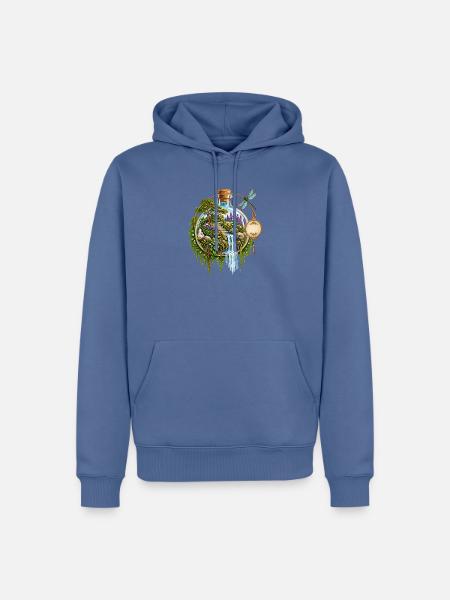 Gartenflasche: Wasserfall im Zauberwald - Männer Premium Bio Hoodie - Taubenblau