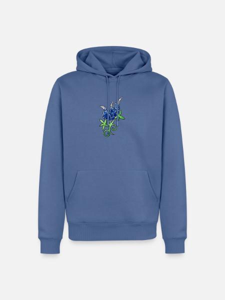Blaue Lupinen-Aquarellblüte - Männer Premium Bio Hoodie - Taubenblau