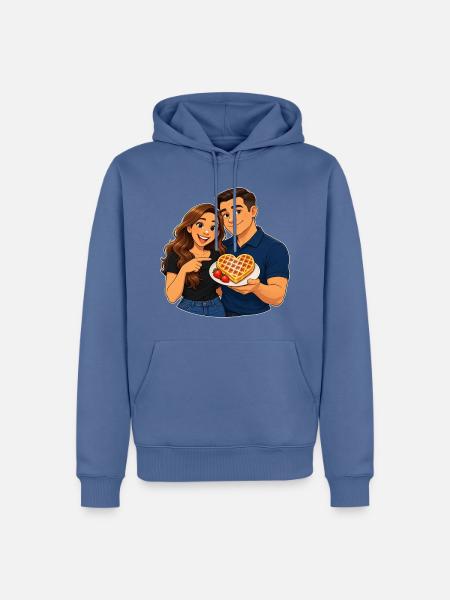 Herzförmiges Waffel-Liebesdate - Männer Premium Bio Hoodie - Taubenblau