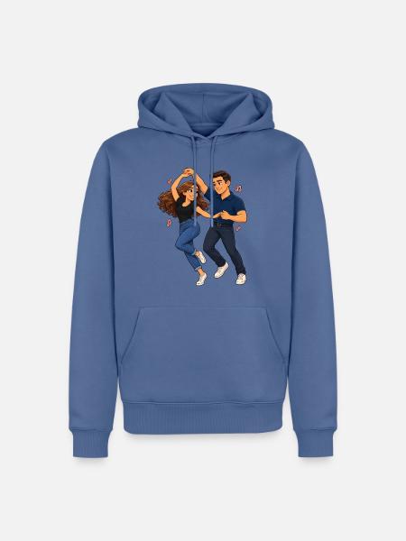 Swinging-Dance-Paar-Illustration - Männer Premium Bio Hoodie - Taubenblau