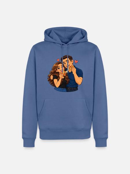 Pizza-Date-Duo mit Liebe - Männer Premium Bio Hoodie - Taubenblau