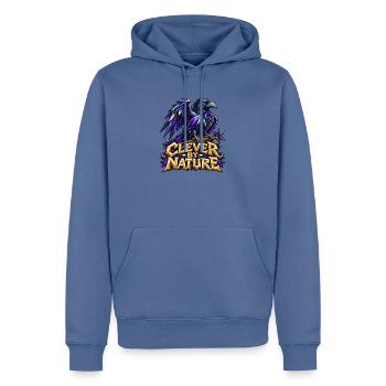 Clever by Nature Rabe Low Poly T-Shirt Rabenkrähe - Männer Premium Bio Hoodie - Taubenblau - Vorne - Nico (187cm)