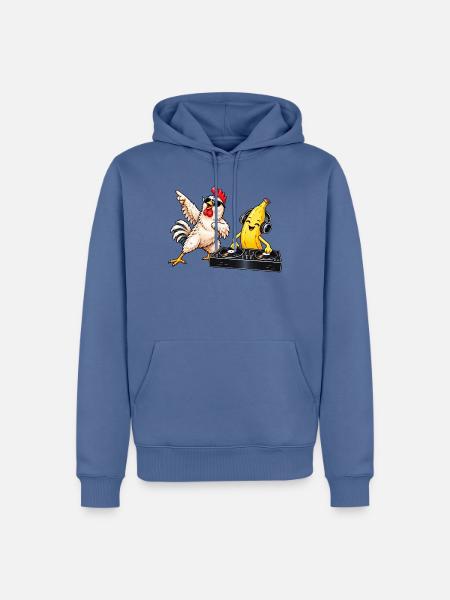 Chicken, Banana, DJ lustig - Männer Premium Bio Hoodie - Taubenblau