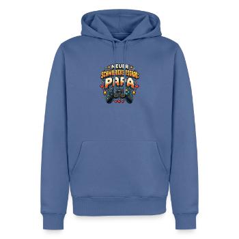 Neuer Schwierigkeitsgrad Papa - Männer Premium Bio Hoodie - Taubenblau - Vorne - Nico (187cm)