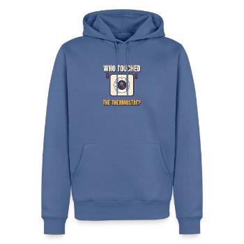 Wer hat das Thermostat berührt lustiger Vater-Heiz-Tee - Männer Premium Bio Hoodie - Taubenblau - Vorne - Nico (187cm)
