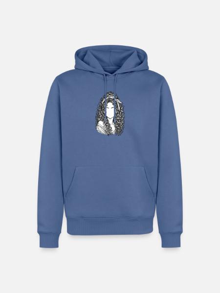 Lockige Portraitsilhouette Stirnband - Männer Premium Bio Hoodie - Taubenblau