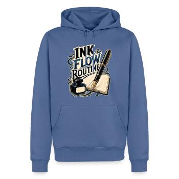 INK FLOW ROUTINE - Männer Premium Bio Hoodie - Taubenblau - Vorne - Nico (187cm)