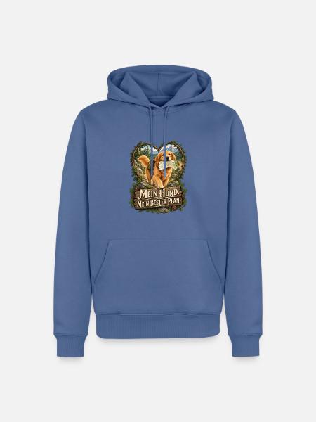 Mein Hund. Mein bester Plan. - Männer Premium Bio Hoodie - Taubenblau