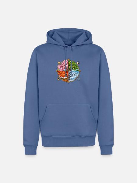 Vier Jahreszeiten Baumkreis - Männer Premium Bio Hoodie - Taubenblau