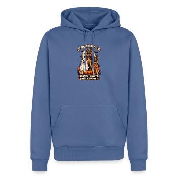 Spooky Nights Loyal Company – Deutscher Schäferhund - Männer Premium Bio Hoodie - Taubenblau - Vorne - Nico (187cm)