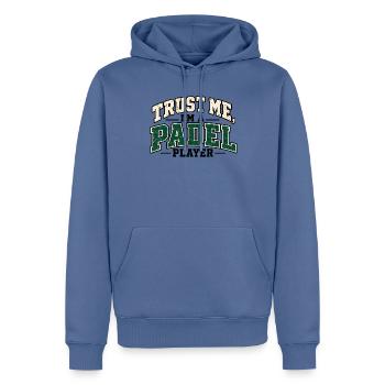 Trust Me I'm a Padel Player – Retro Design - Männer Premium Bio Hoodie - Taubenblau - Vorne - Nico (187cm)