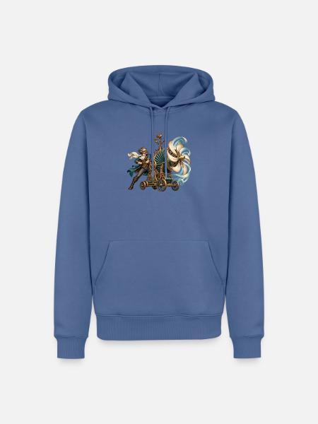 Steampunk-Erfinder an der Windmaschine - Männer Premium Bio Hoodie - Taubenblau