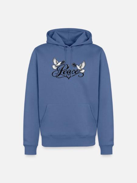 Friedenstauben Ornament - Männer Premium Bio Hoodie - Taubenblau