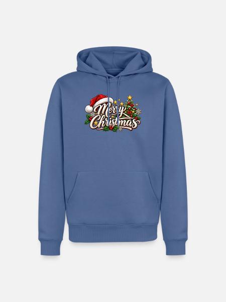 Frohe Weihnachten Ornament-Schrift - Männer Premium Bio Hoodie - Taubenblau