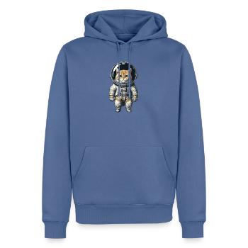 Katze im Raumanzug – mit Weltraumhelm - Männer Premium Bio Hoodie - Taubenblau - Vorne - Nico (187cm)