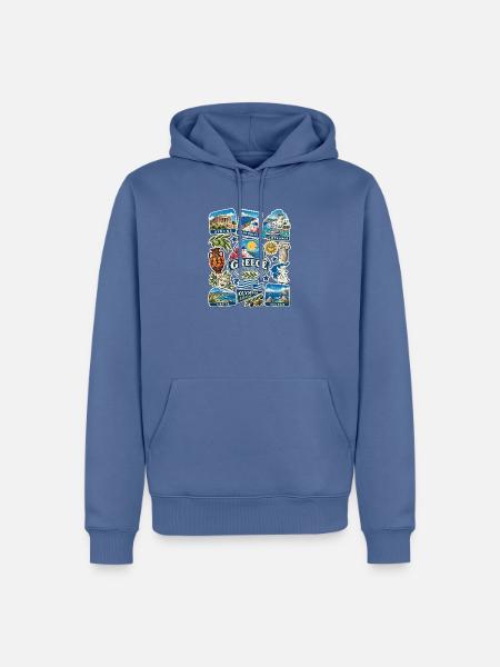 Griechenland Reisesticker - Männer Premium Bio Hoodie - Taubenblau