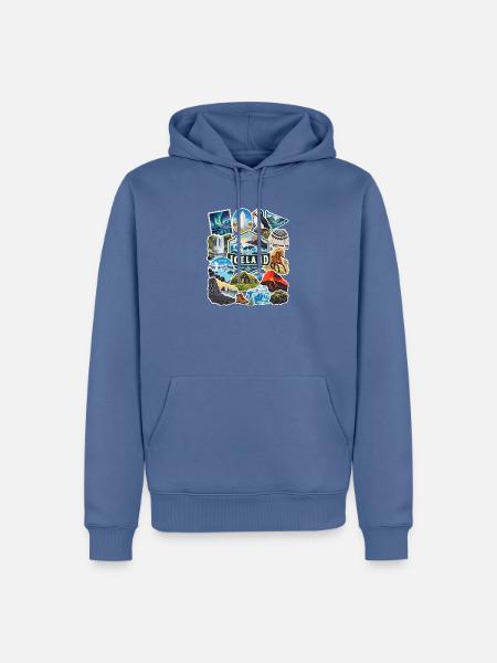 Island Reisesticker - Männer Premium Bio Hoodie - Taubenblau