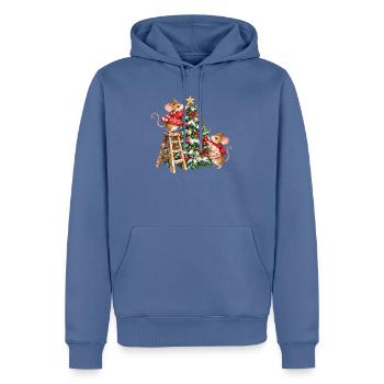 Mäuse schmücken den Weihnachtsbaum - Männer Premium Bio Hoodie - Taubenblau - Vorne - Nico (187cm)